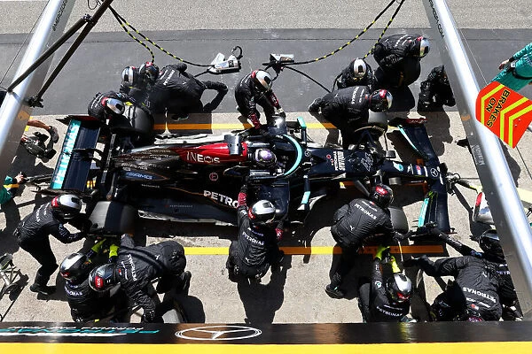 Action Pit Stops. Sir Lewis Hamilton, Mercedes W12, makes a pit stop