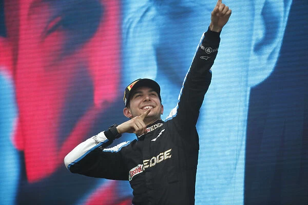 Portrait Podium. Esteban Ocon, Alpine F1, 1st position, celebrates on the podium
